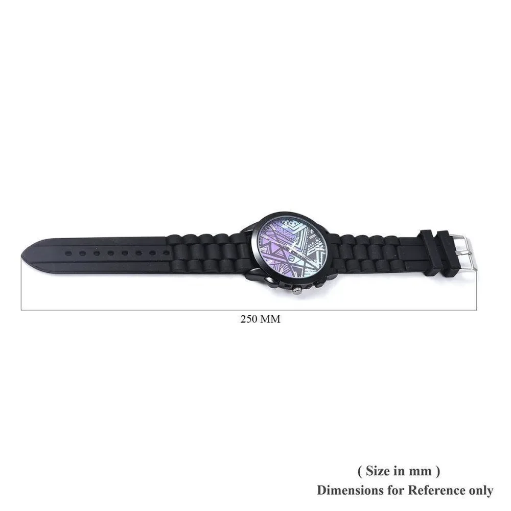 STRADA Geometric Pattern Watch with Black S…